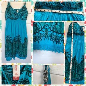 Teal blue summer dress.